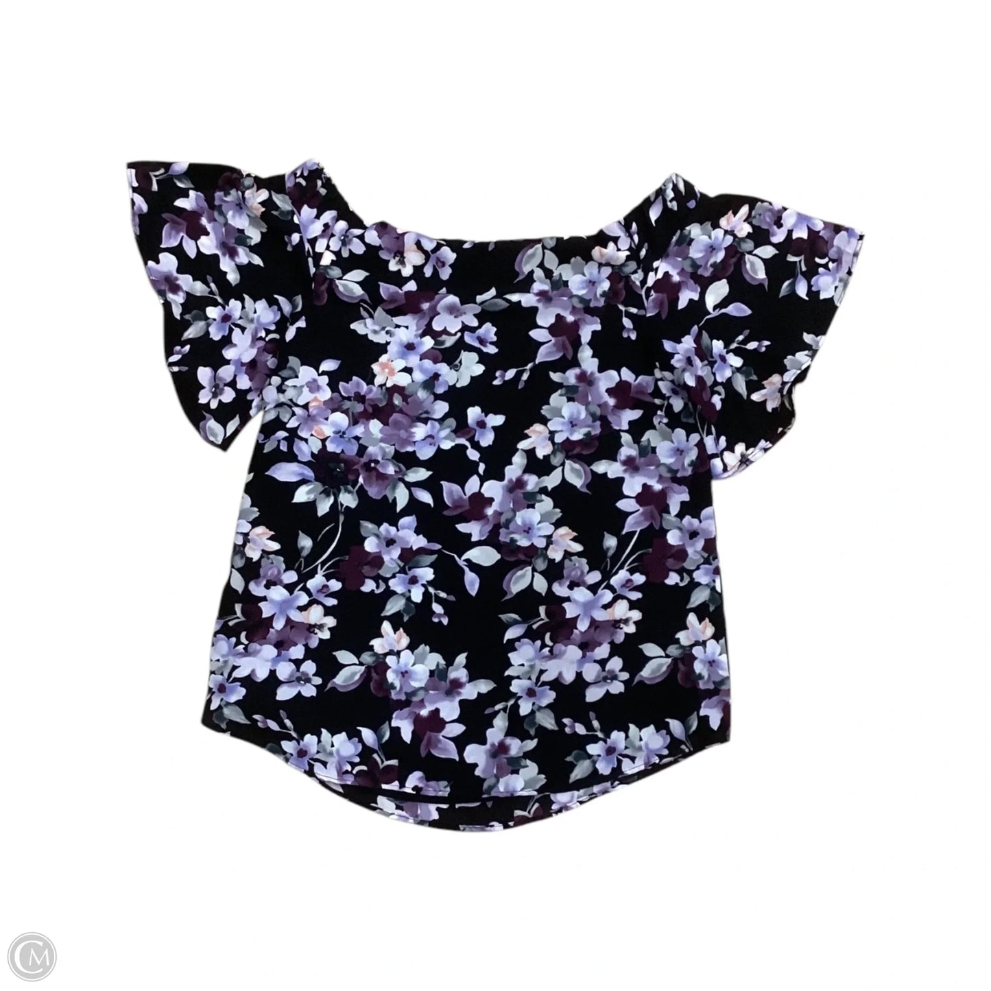 Top Short Sleeve By White House Black Market In Black & Purple, Size: Xs