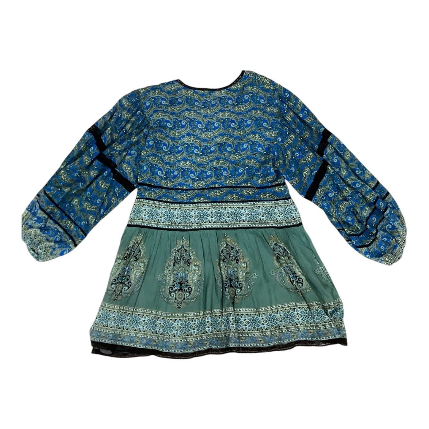 Top Long Sleeve By Free People In Blue & Green, Size: L