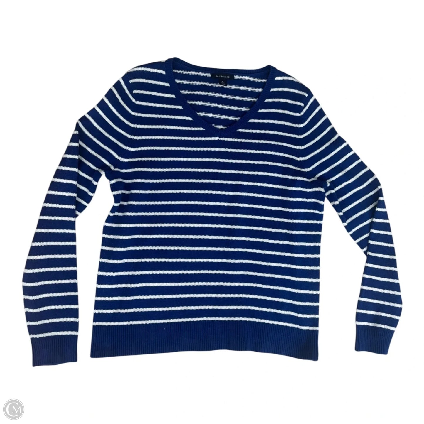 Sweater By Lands End In Striped Pattern, Size: L