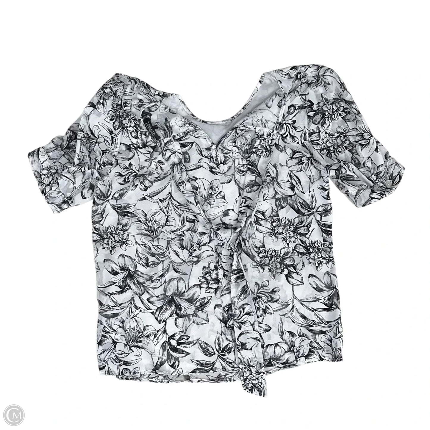 Top Short Sleeve By Badgley Mischka In Black & White, Size: M