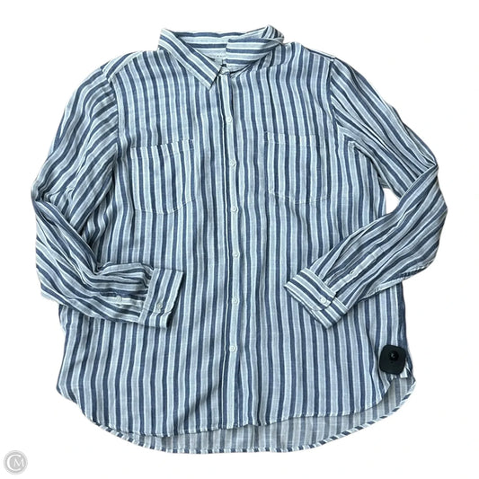 Top Long Sleeve By Lucky Brand In Blue & Cream, Size: Xl