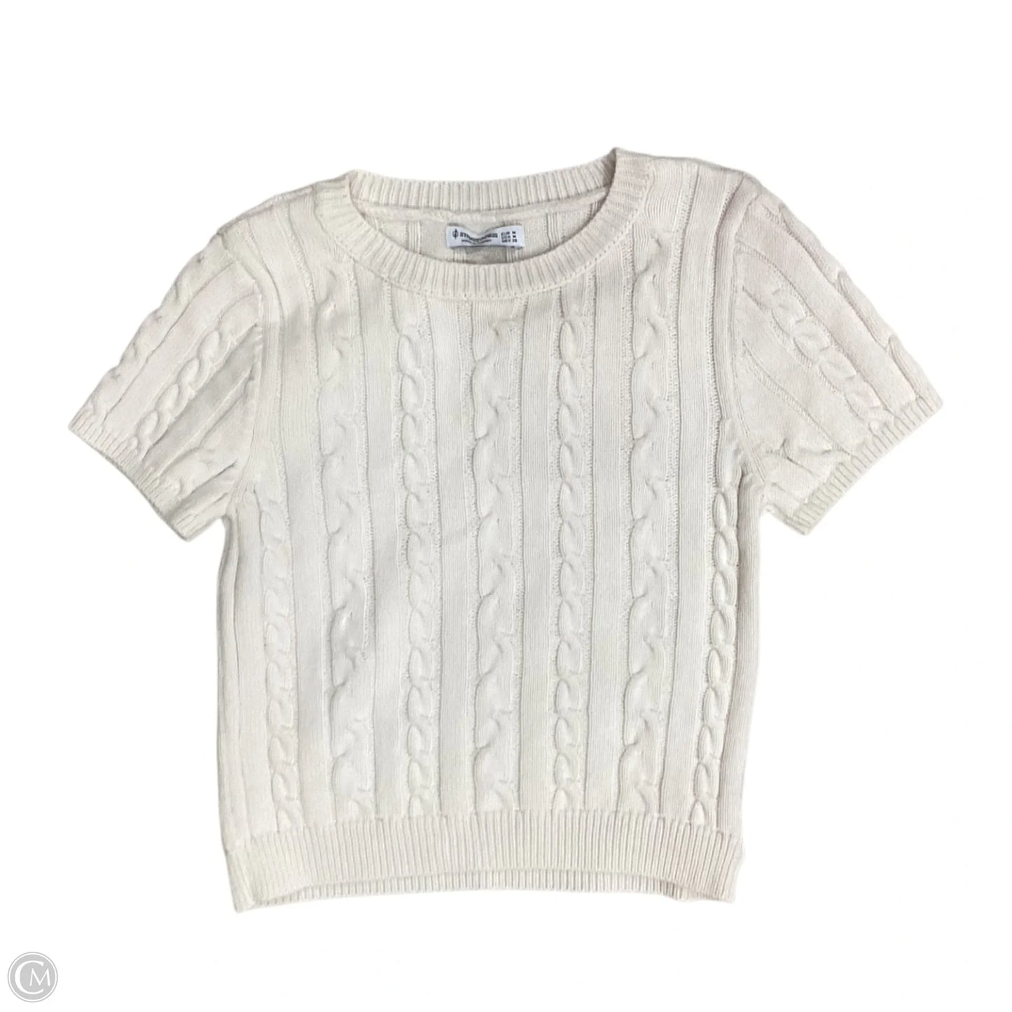 Sweater Short Sleeve By Stradivarius In Cream, Size: M