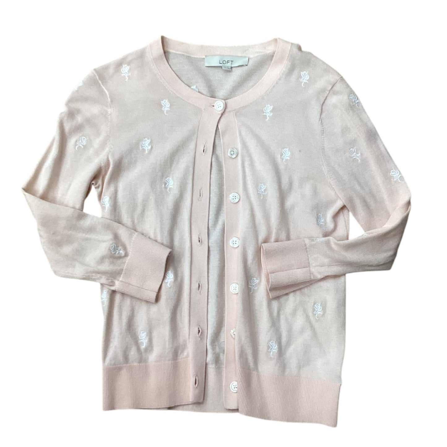 Sweater Cardigan By Loft In Peach, Size: Xs