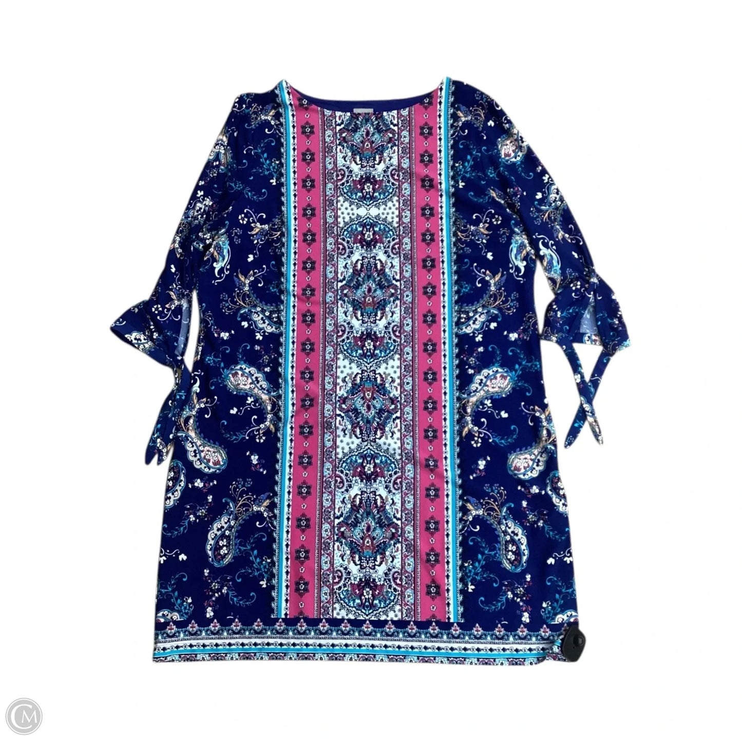 Dress Casual Midi By Chicos In Blue & Pink, Size: 30