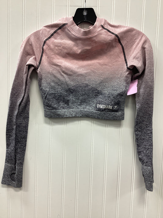 Athletic Top Ls Collar By Gym Shark In Grey & Pink, Size:S