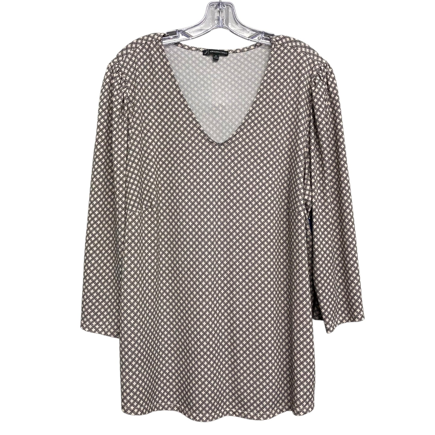 Top Ls By Adrianna Papell In Black & Cream, Size:2X