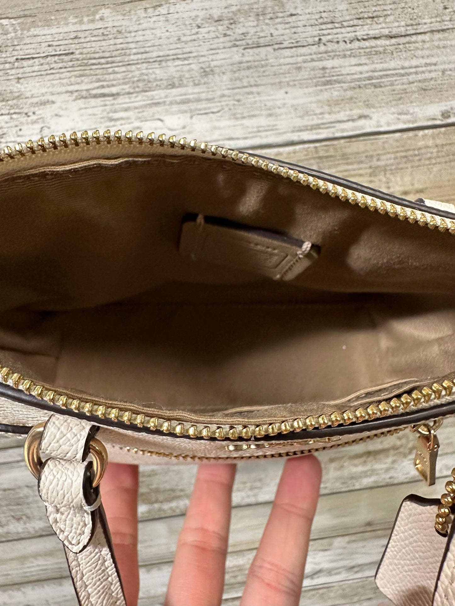 Crossbody Designer By Coach In Cream, Size:Small