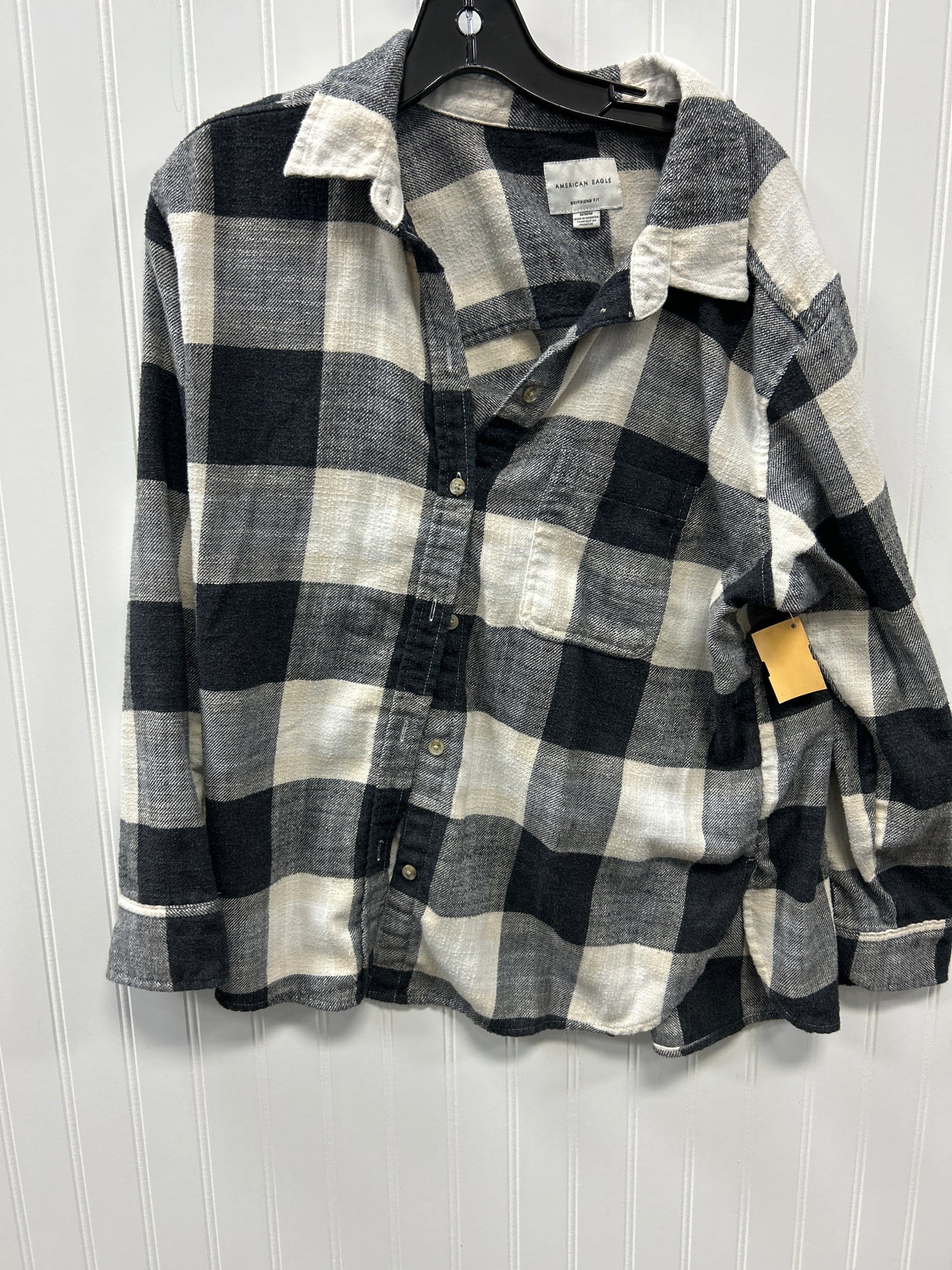 Blouse Ls By American Eagle In Plaid Pattern, Size:M
