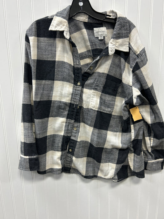 Blouse Ls By American Eagle In Plaid Pattern, Size:M