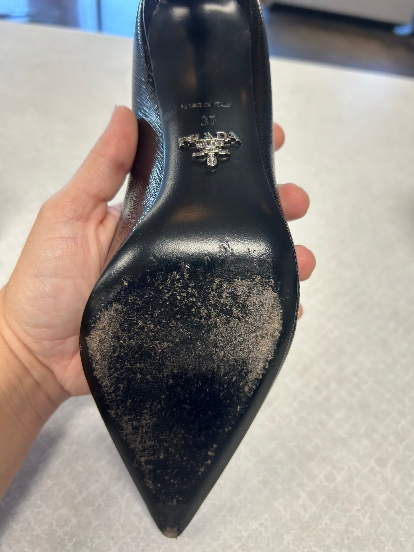 Shoes Luxury Designer By Prada In Black, Size:7