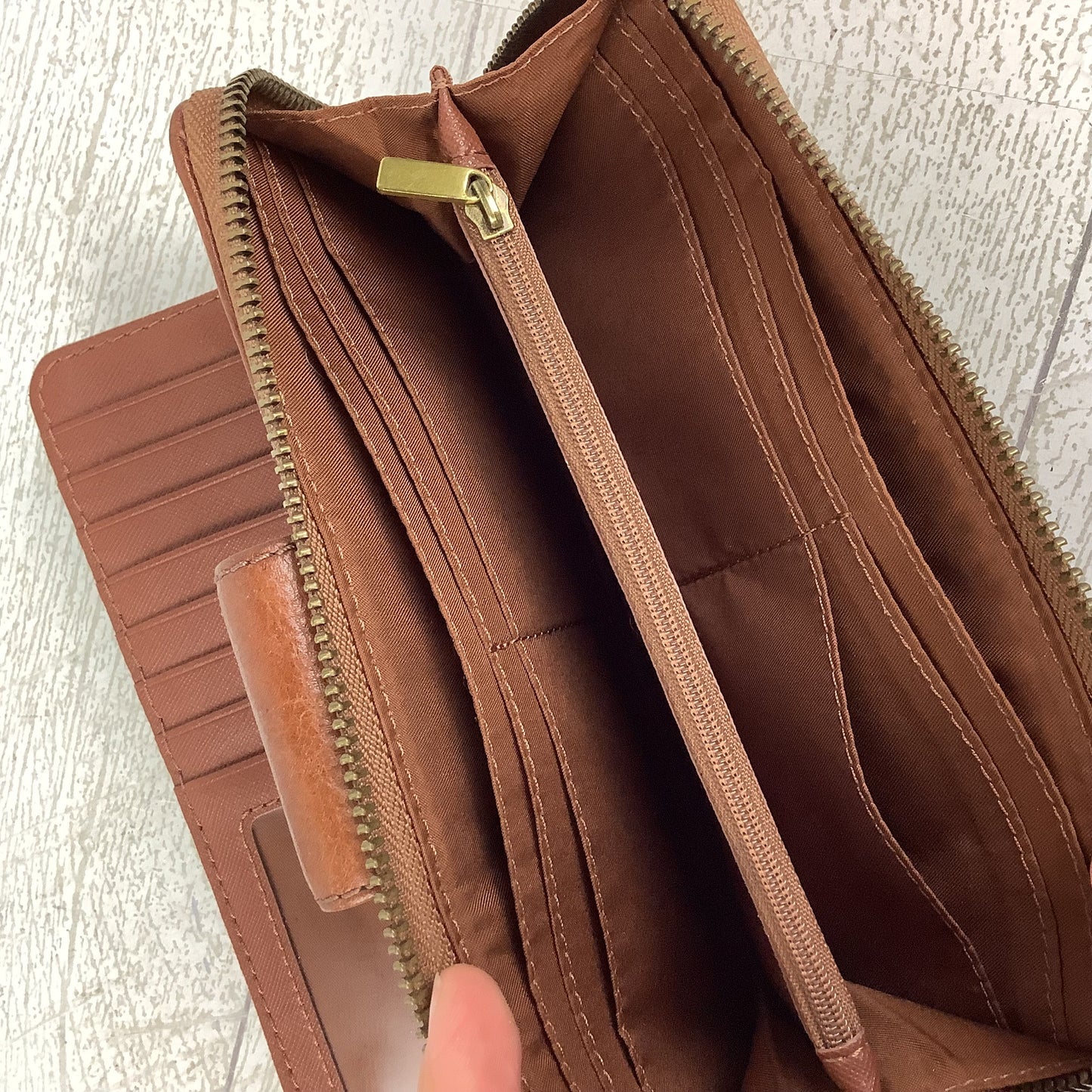 Wallet Leather By Fossil, Size: Large