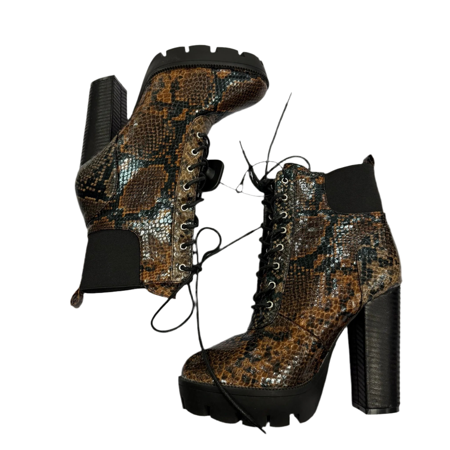 Boots Ankle Heels By Clothes Mentor In Snakeskin Print, Size: 7.5