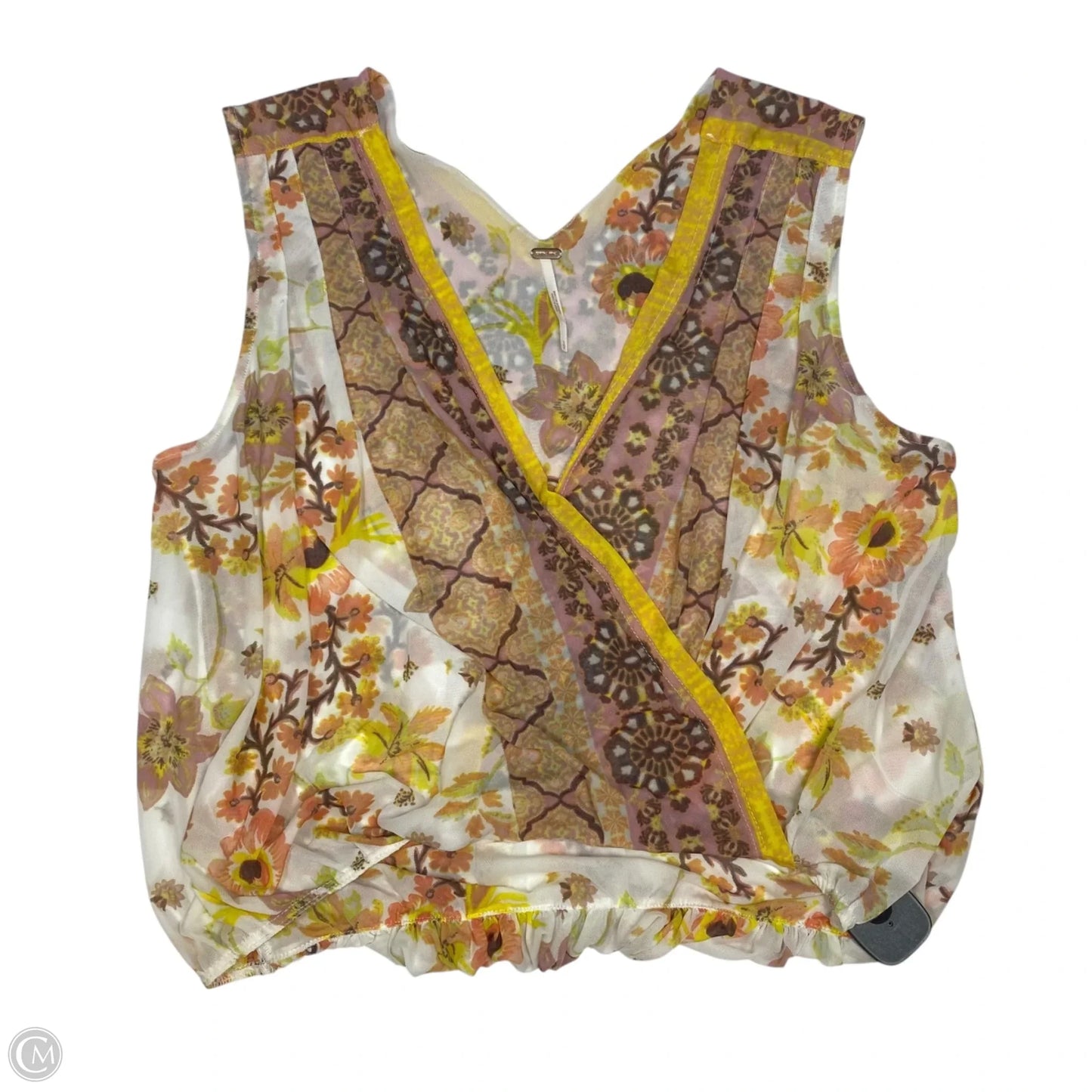 Top Sleeveless By Free People In Pink & Yellow, Size: S