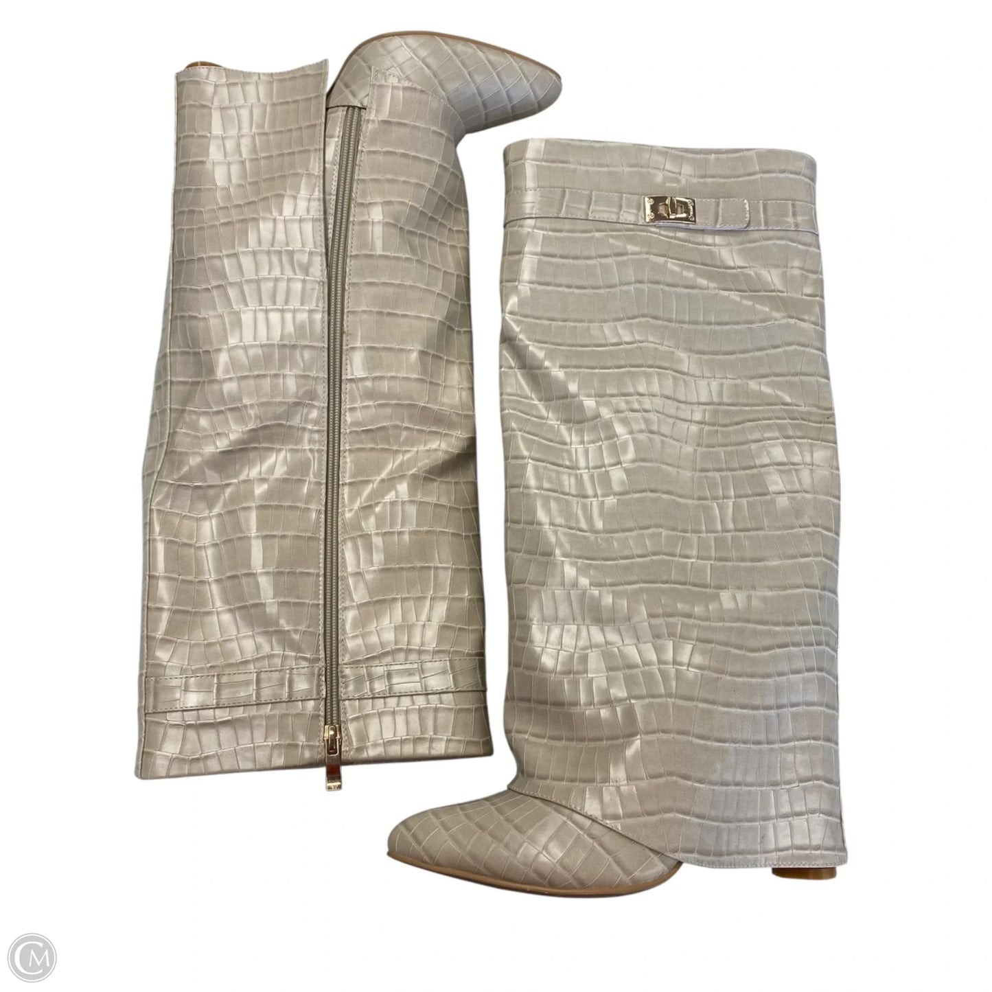 Boots Knee Heels By Fashion Nova In Tan, Size: 8