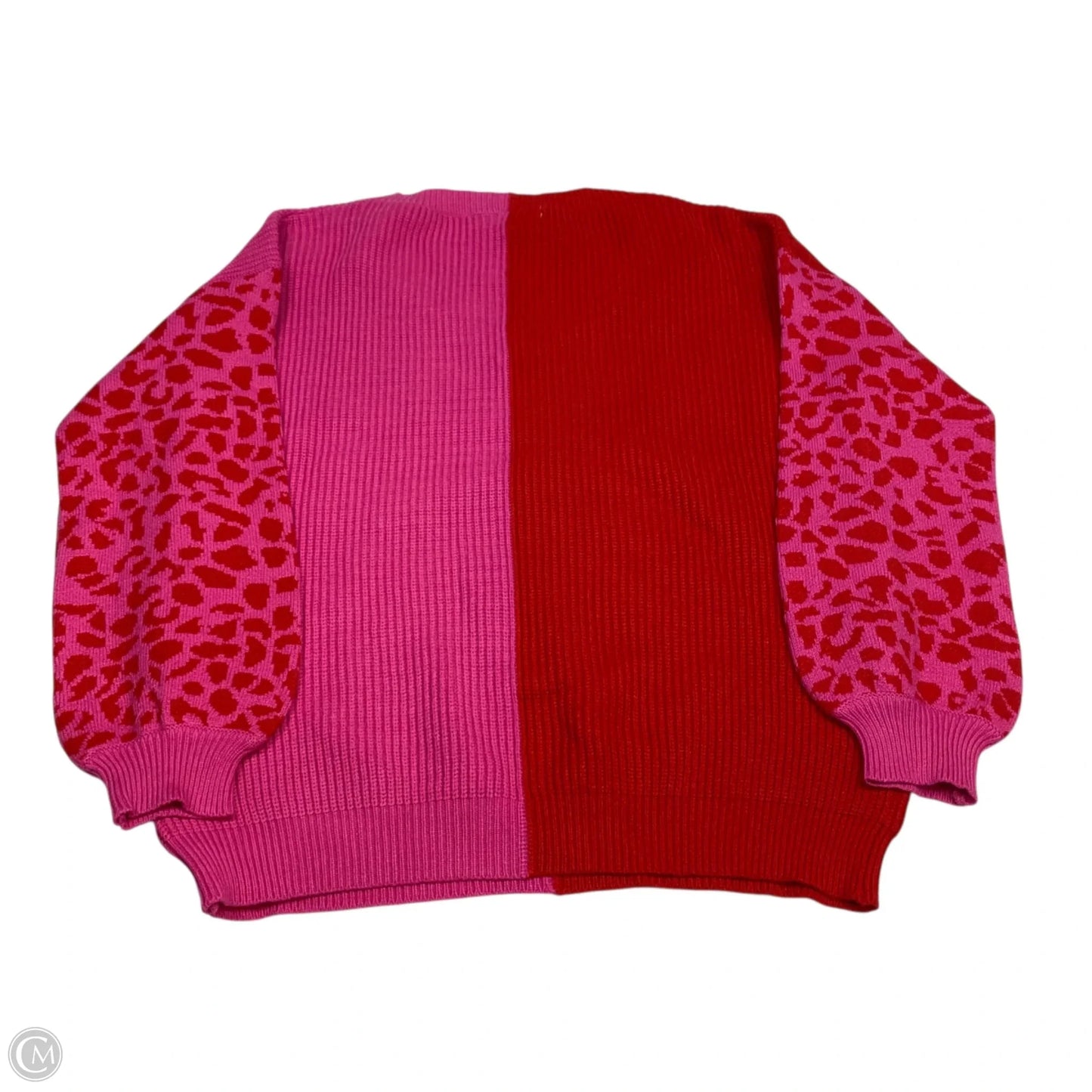 Sweater By Miracle In Pink & Red, Size: M