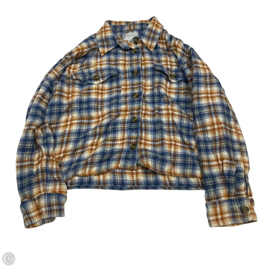 Top Long Sleeve By American Eagle In Blue & Brown, Size: M