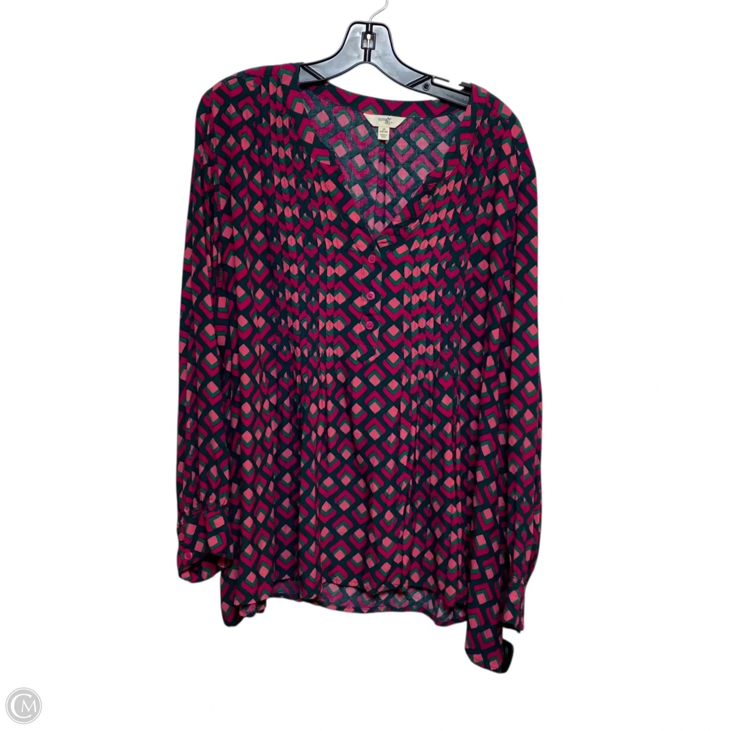 Top Long Sleeve By Terra & Sky In Green & Pink, Size: 3x