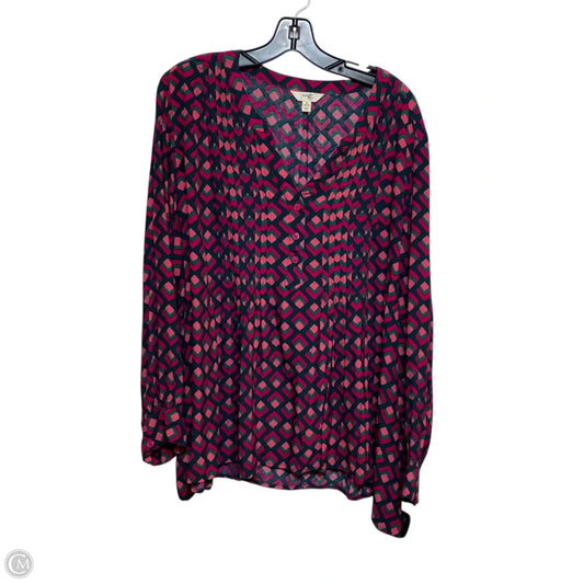 Top Long Sleeve By Terra & Sky In Green & Pink, Size: 3x