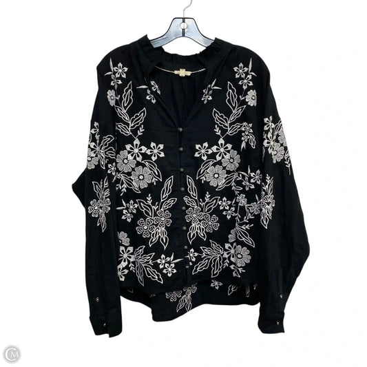 Blouse Long Sleeve By Pilcro In Black, Size: 1x
