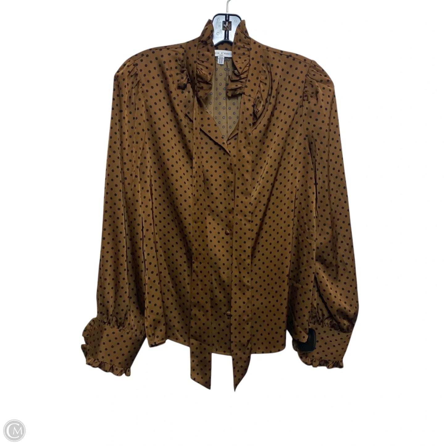Blouse Long Sleeve By Maison Damelie In Brown, Size: Xs