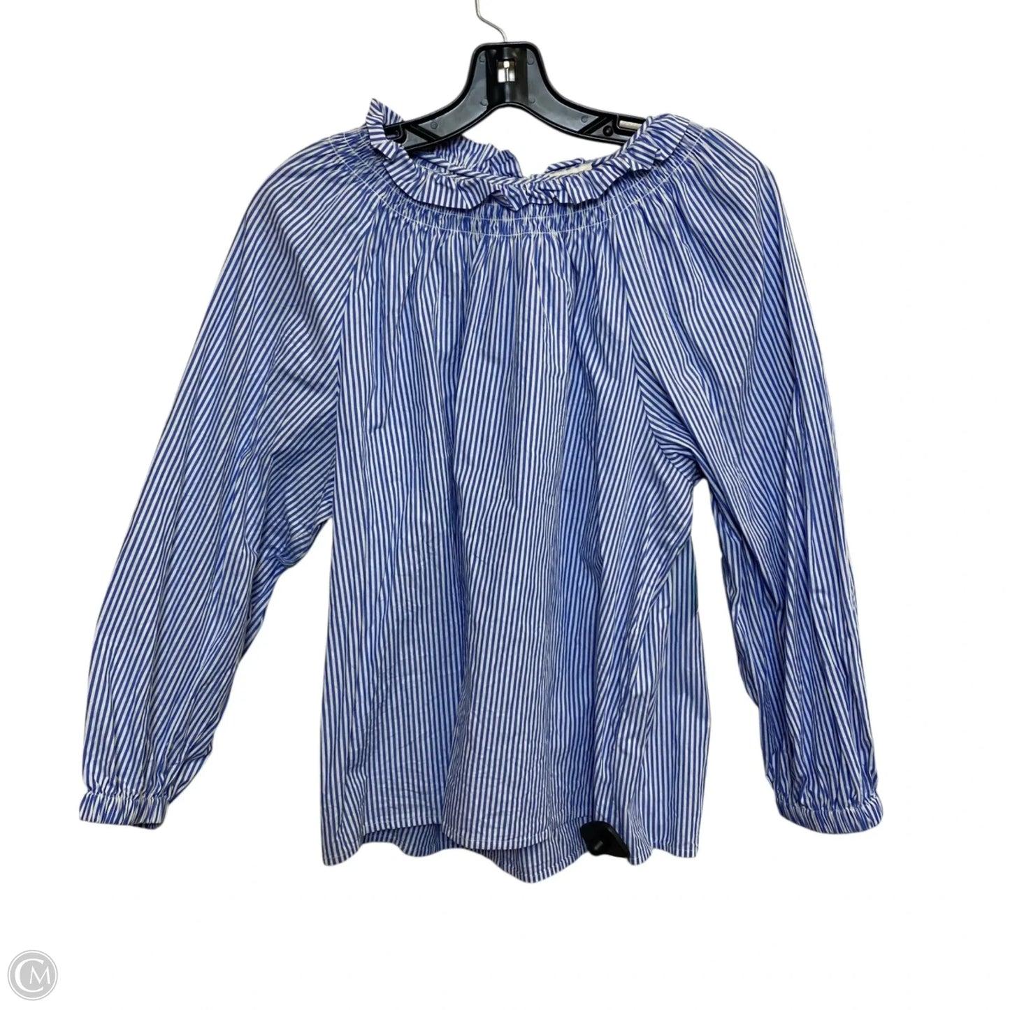 Top Long Sleeve By J. Crew In Blue & White, Size: L