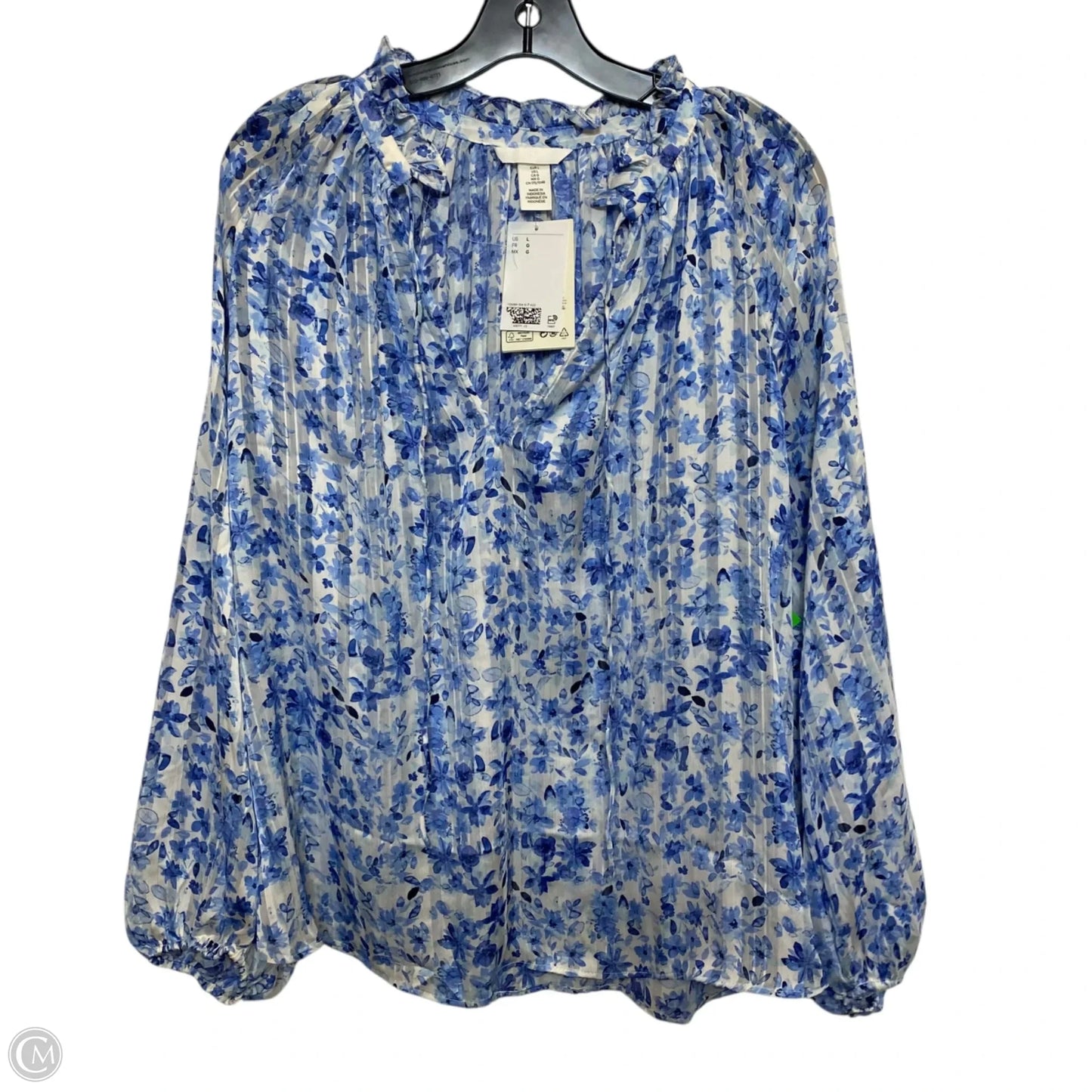 Top Long Sleeve By H&m In Blue, Size: L