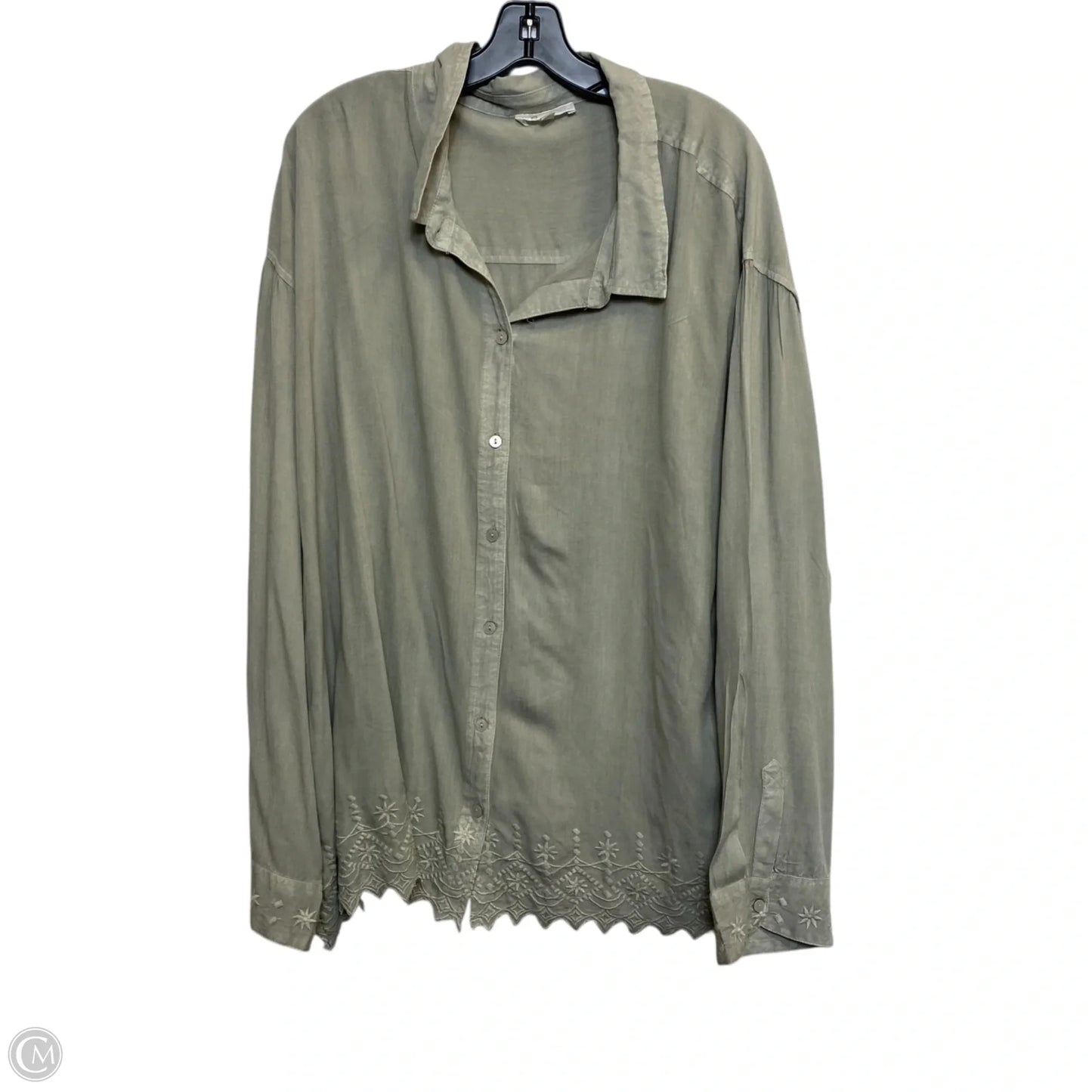 Top Long Sleeve By Solitaire In Green, Size: 3x