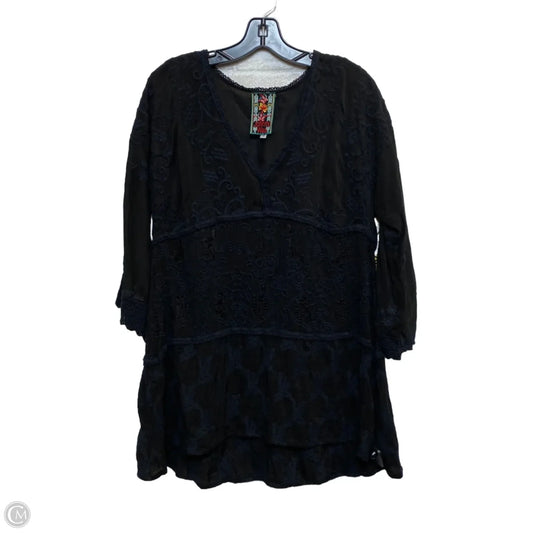 Top 3/4 Sleeve Designer By Johnny Was In Black, Size: M