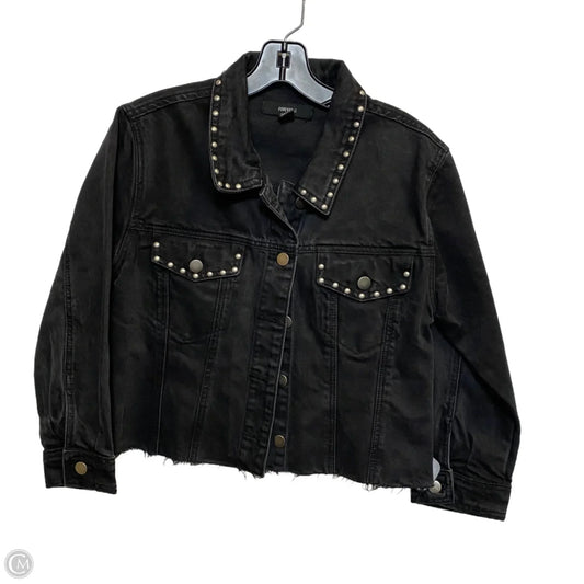 Jacket Denim By Forever 21 In Black Denim, Size: M