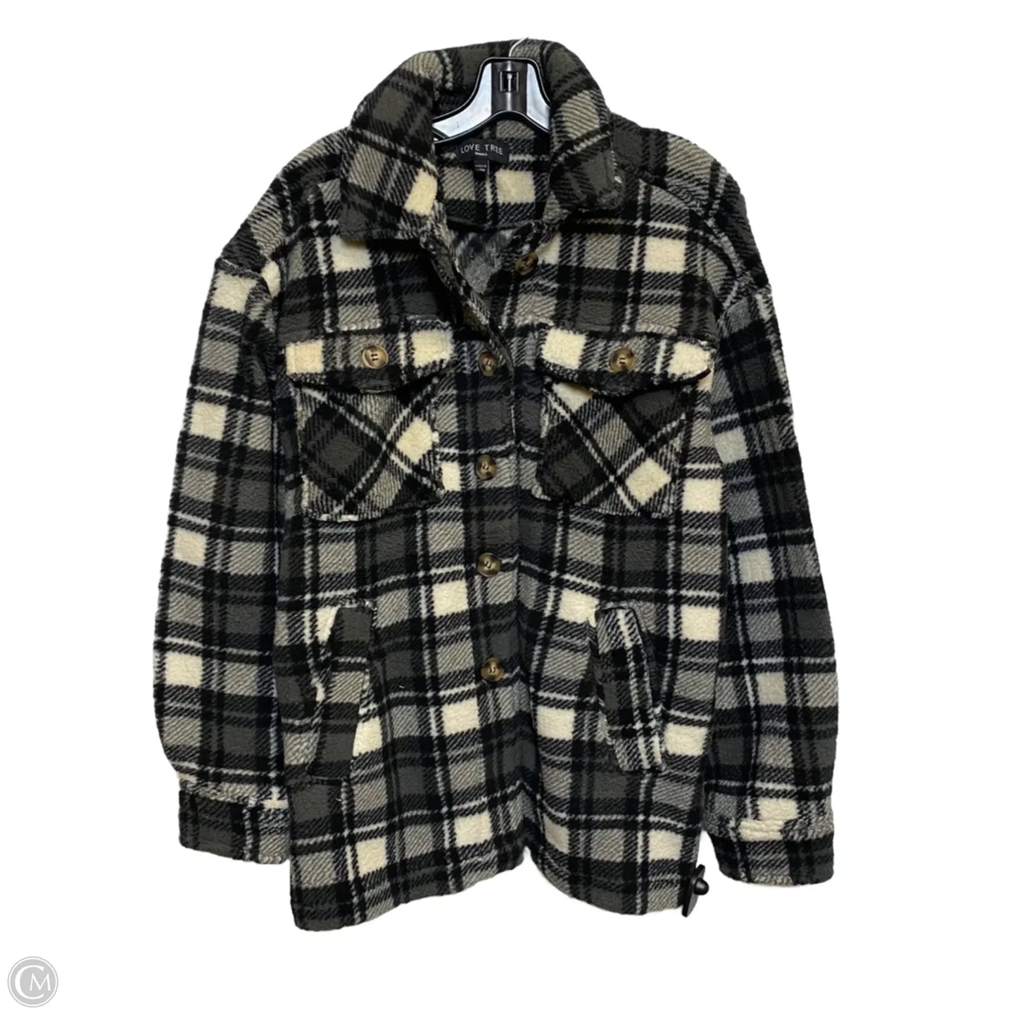 Jacket Shirt By Love Tree In Plaid Pattern, Size: S