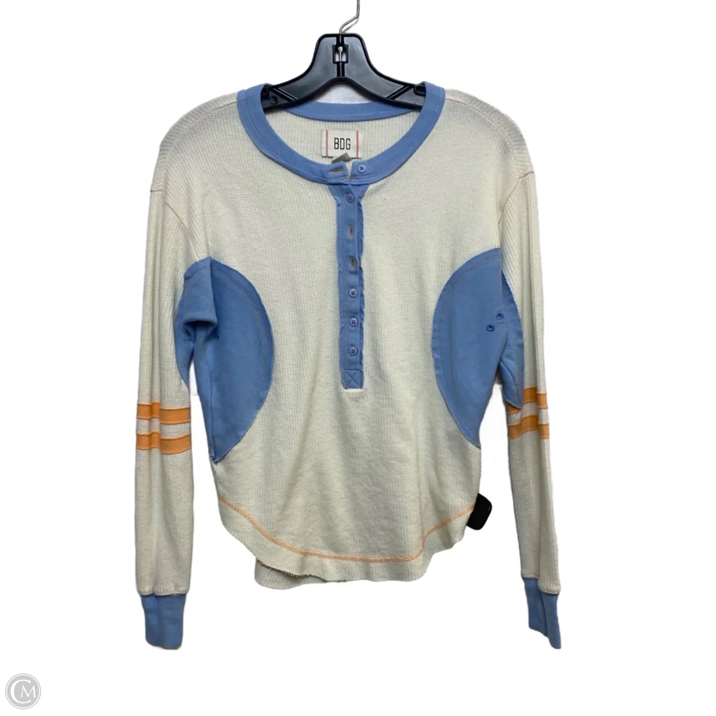 Top Long Sleeve By Bdg In Blue & Cream, Size: S
