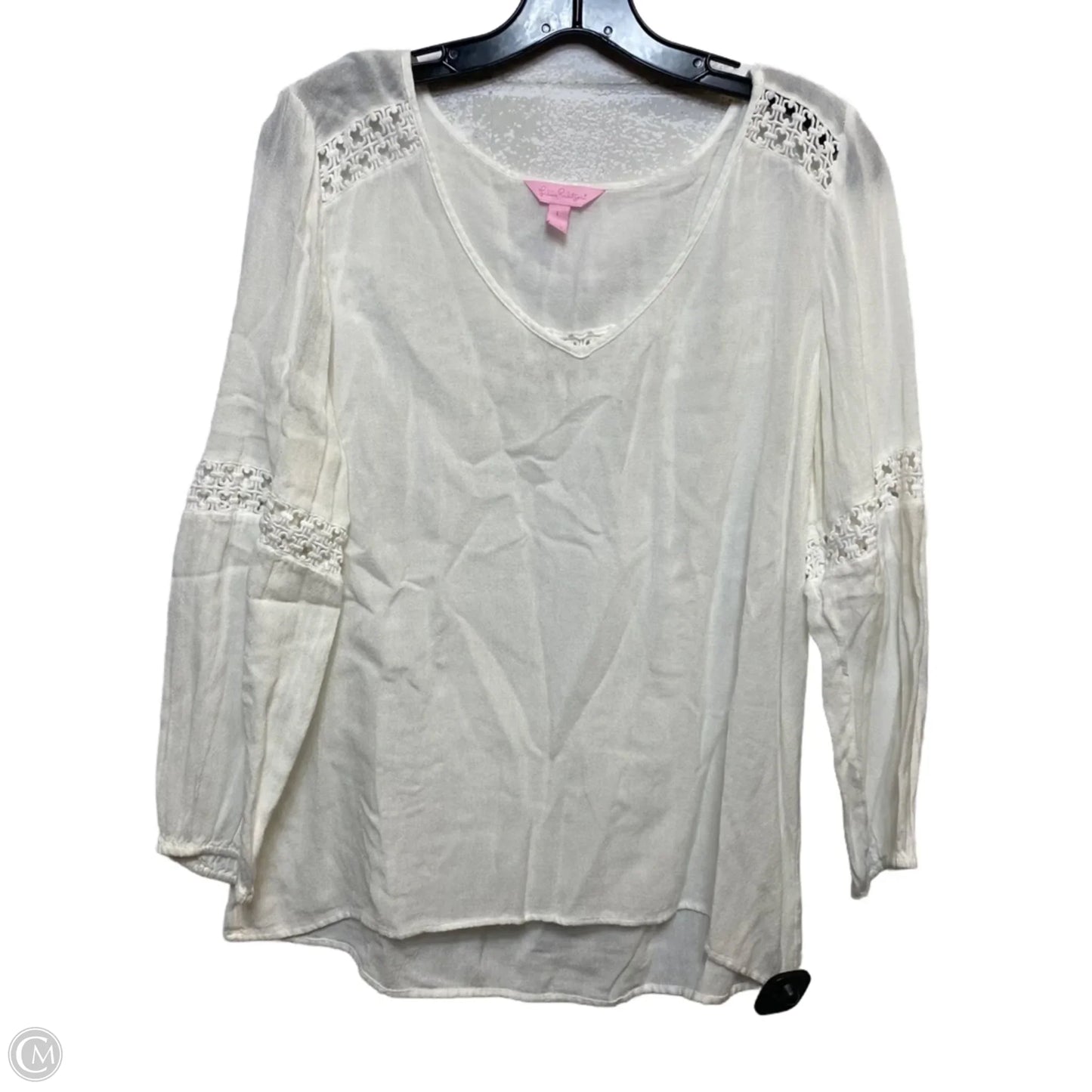 Top Long Sleeve Designer By Lilly Pulitzer In Cream, Size: L