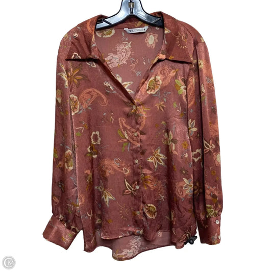 Top Long Sleeve By Zara In Red, Size: Xl