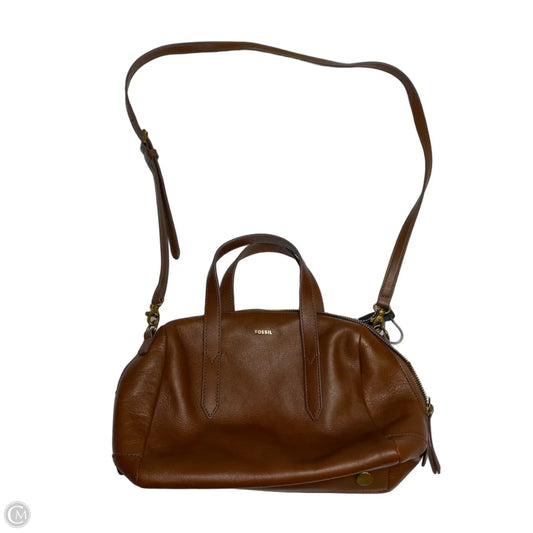 Handbag Leather By Fossil, Size: Medium