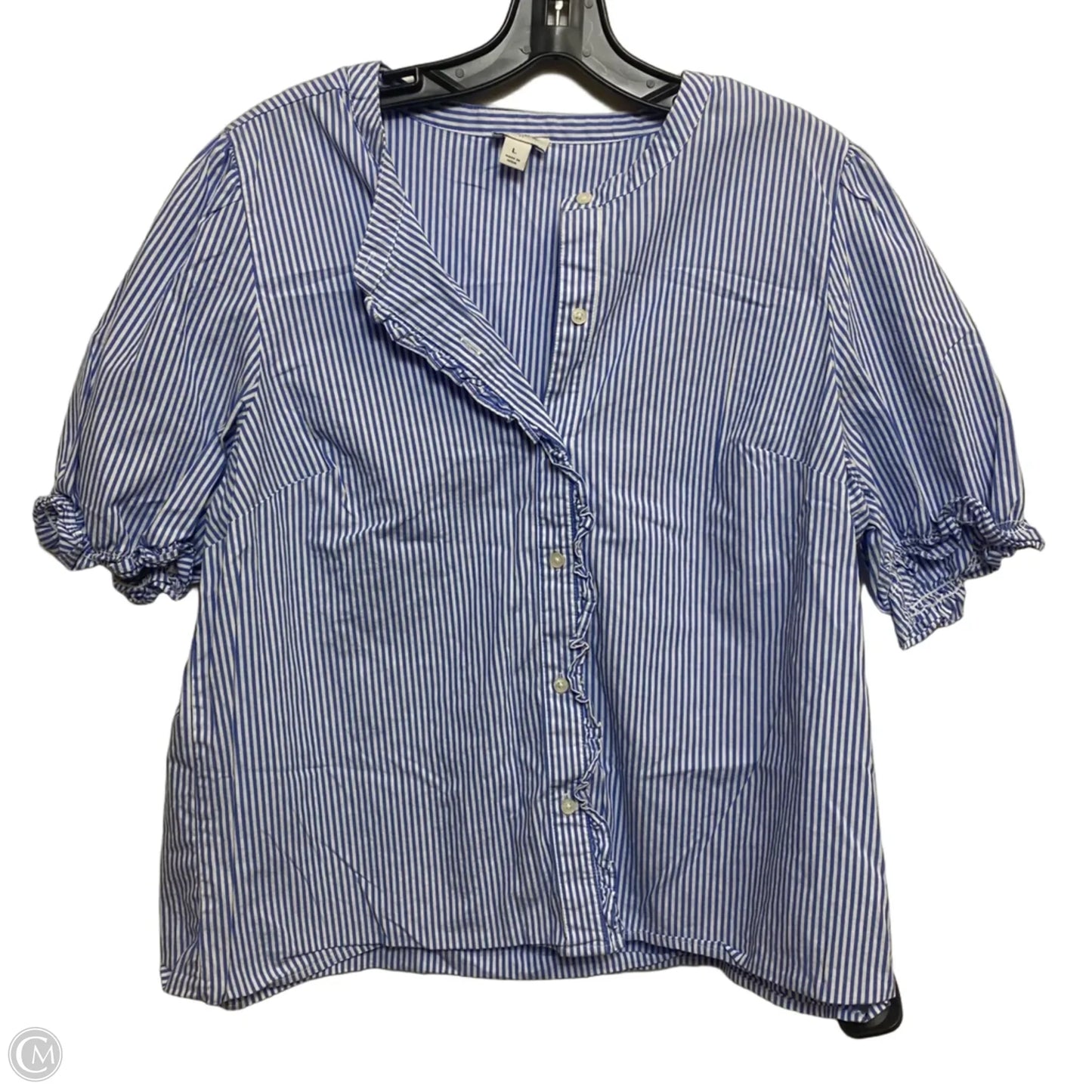 Top Short Sleeve By J. Crew In Blue & White, Size: L