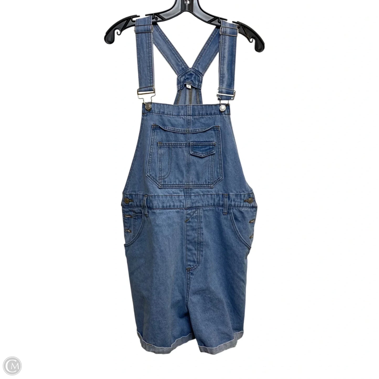 Shortalls By Clothes Mentor In Blue Denim, Size: L