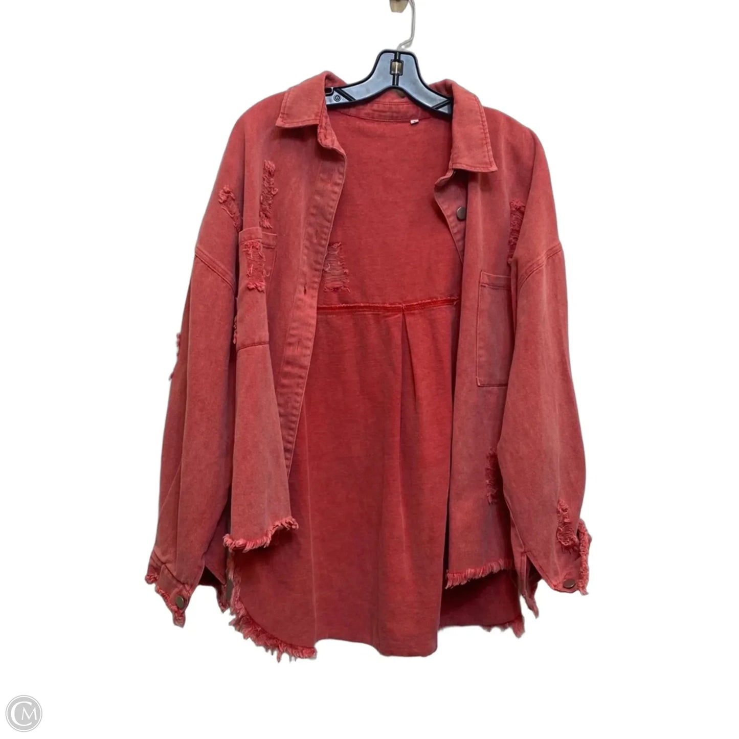 Jacket Denim By Cmf In Red Denim, Size: L