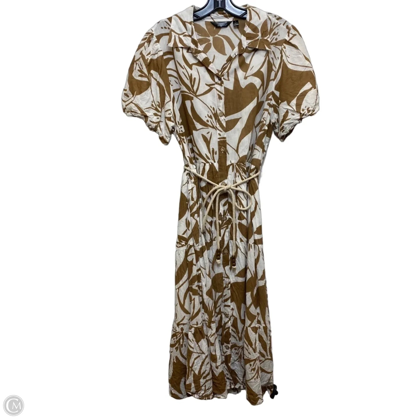 Dress Casual Midi By Mlle Gabrielle In Brown & Cream, Size: L