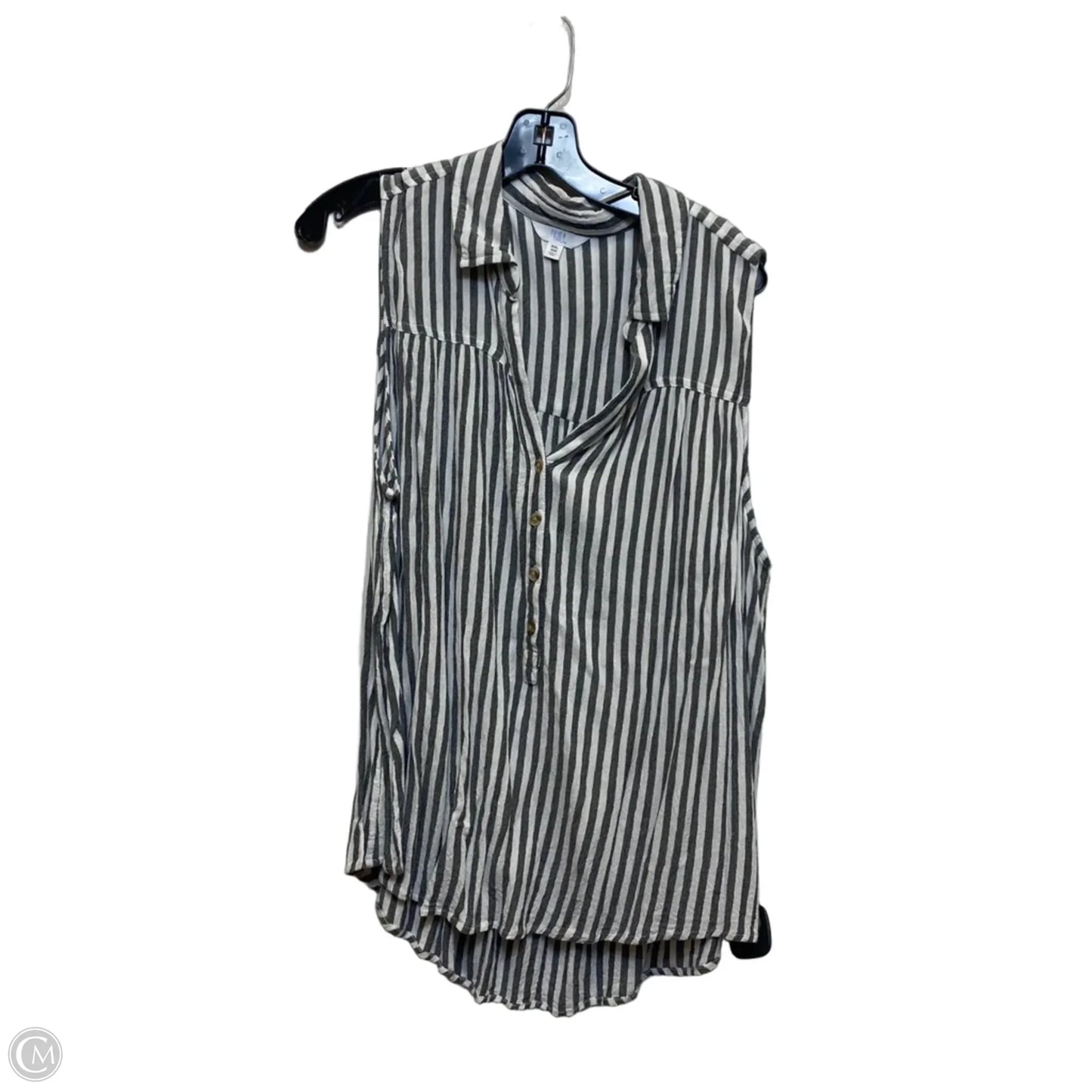 Top Sleeveless By Time And Tru In Grey & White, Size: Xxl