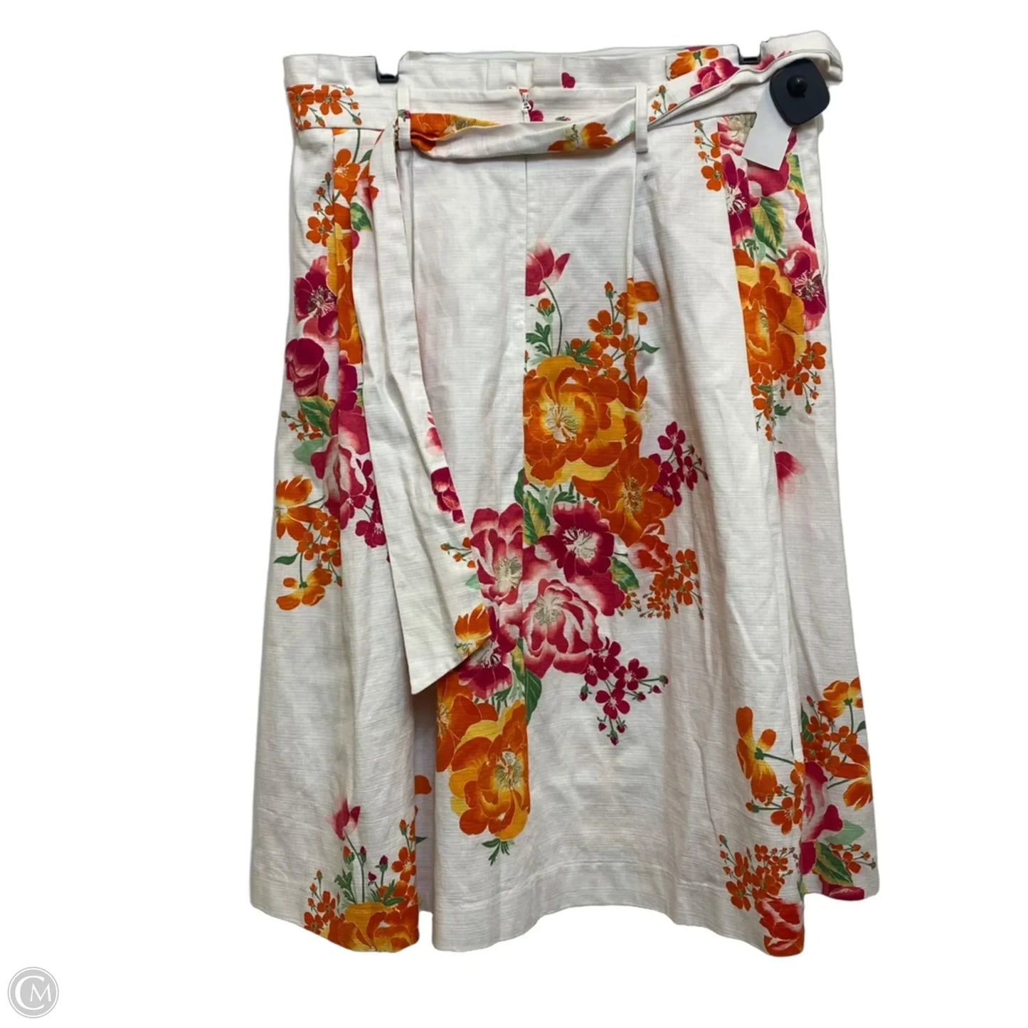 Skirt Midi By Eva Mendes In Orange & White, Size: L