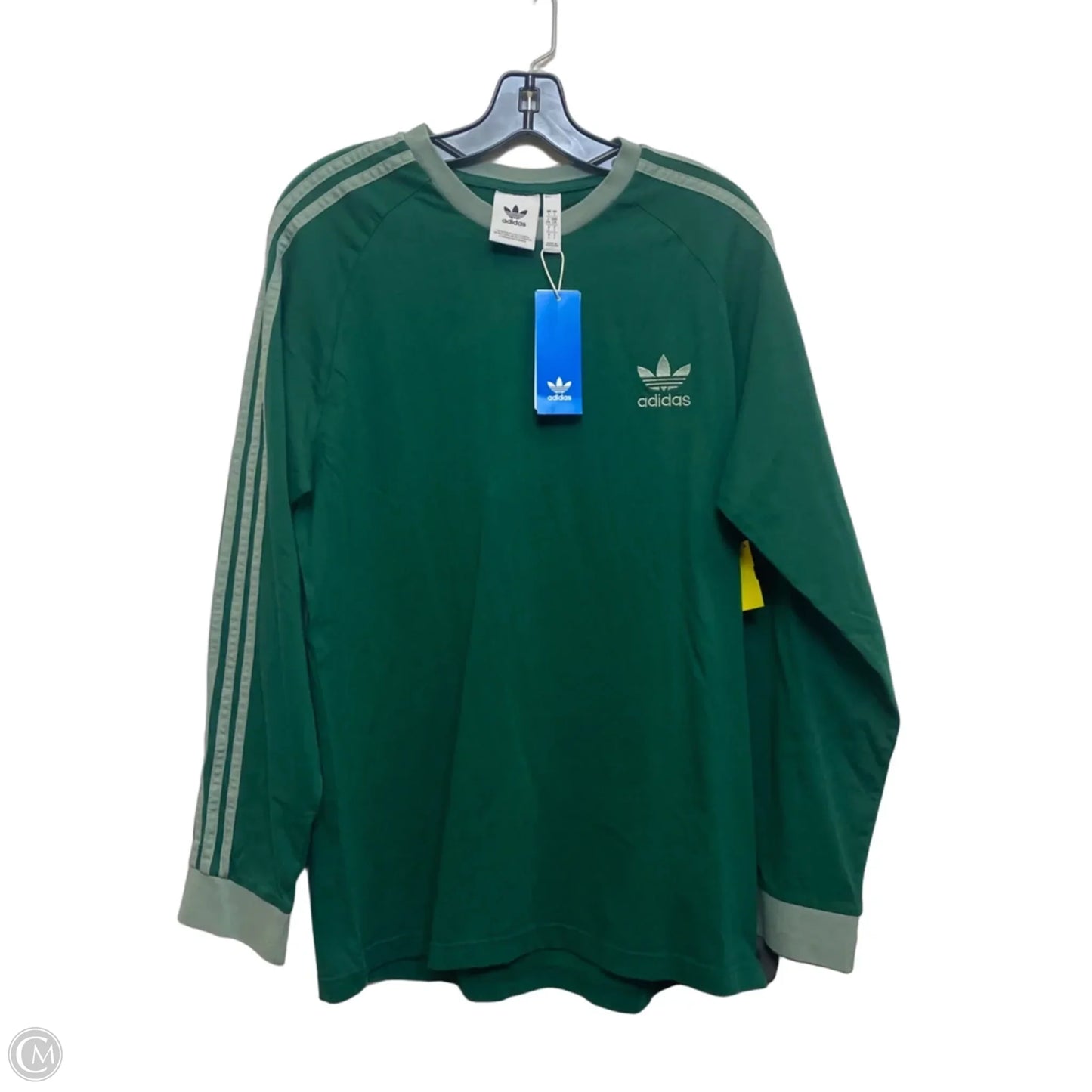 Athletic Top Long Sleeve Crewneck By Adidas In Green, Size: L
