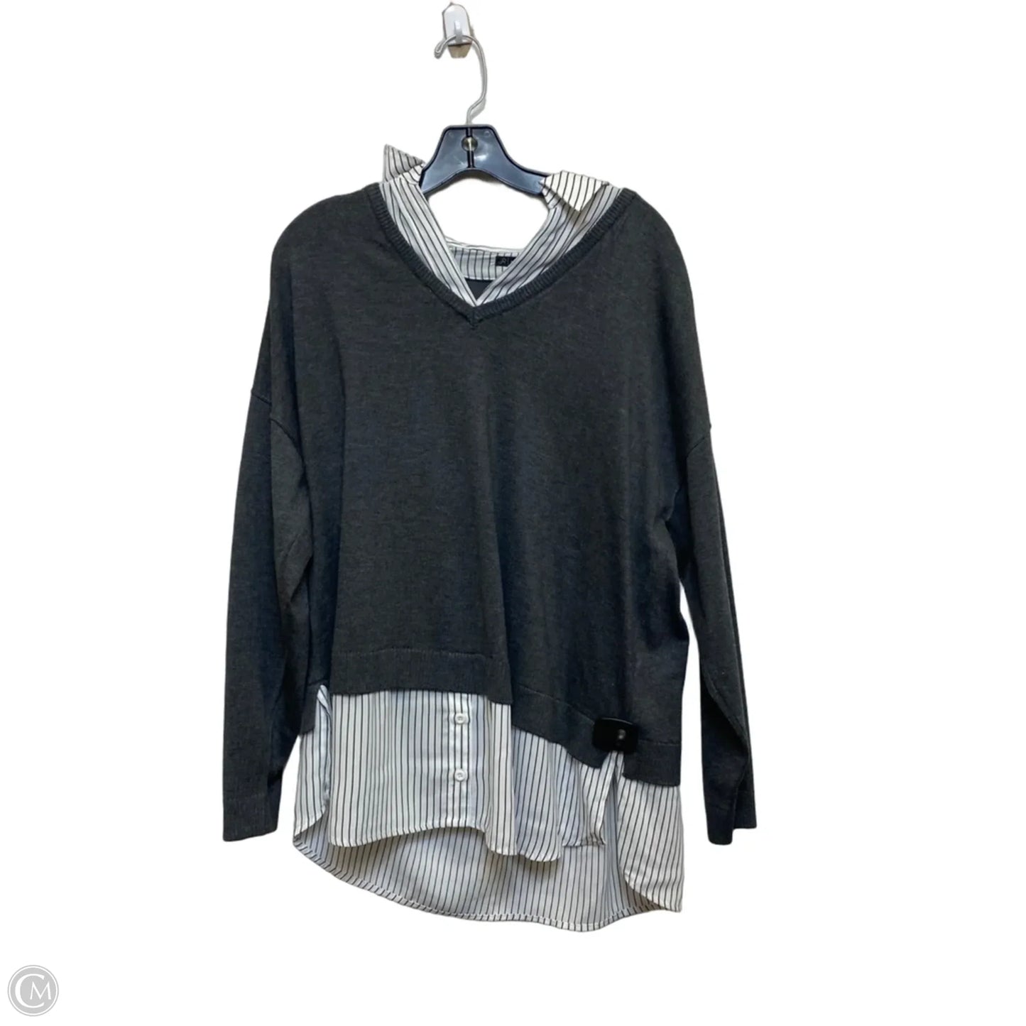 Top Long Sleeve By Adrianna Papell In Grey, Size: Xl