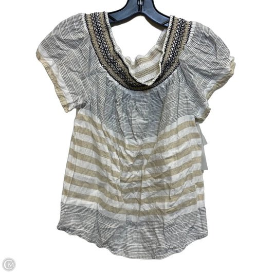 Top Short Sleeve Designer By Vineyard Vines In Tan & White, Size: L