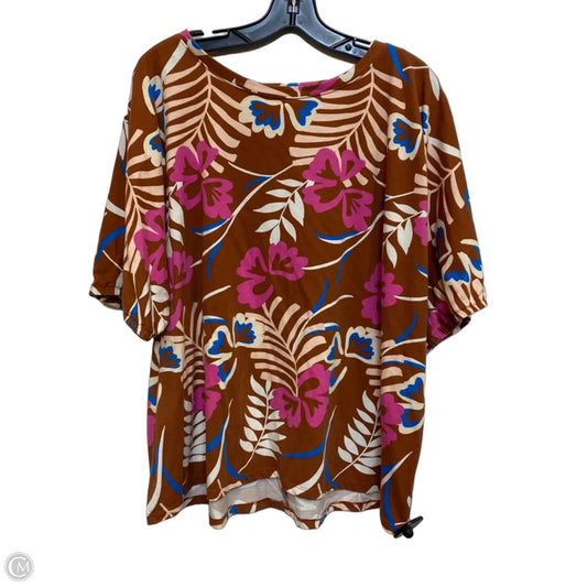 Top Short Sleeve By Cato In Brown & Pink, Size: 3x