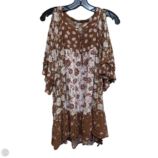 Top Short Sleeve By Cato In Brown & Pink, Size: 3x