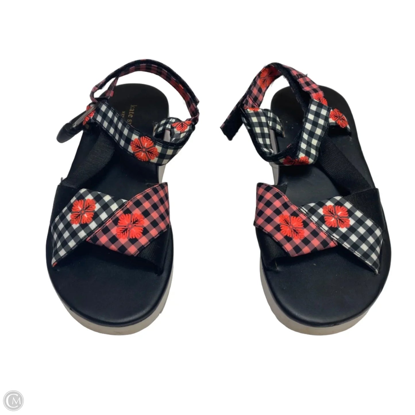 Sandals Designer By Kate Spade In Black & Pink, Size: 7