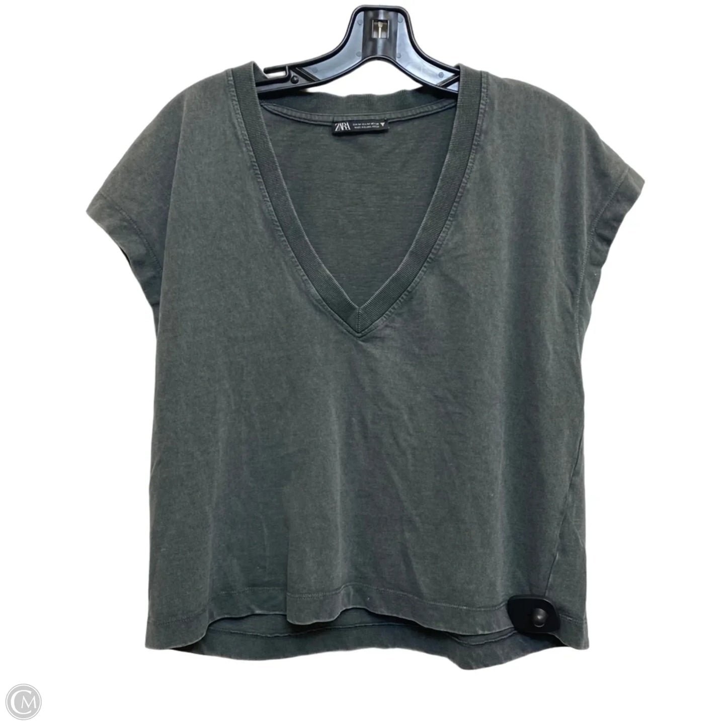 Top Short Sleeve By Zara In Grey, Size: M