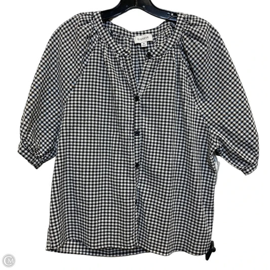 Top Short Sleeve By Evereve In Black & White, Size: M