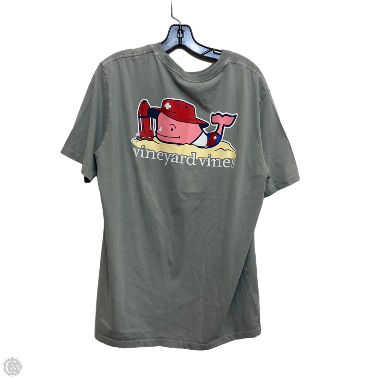 Top Short Sleeve Designer By Vineyard Vines In Grey, Size: L
