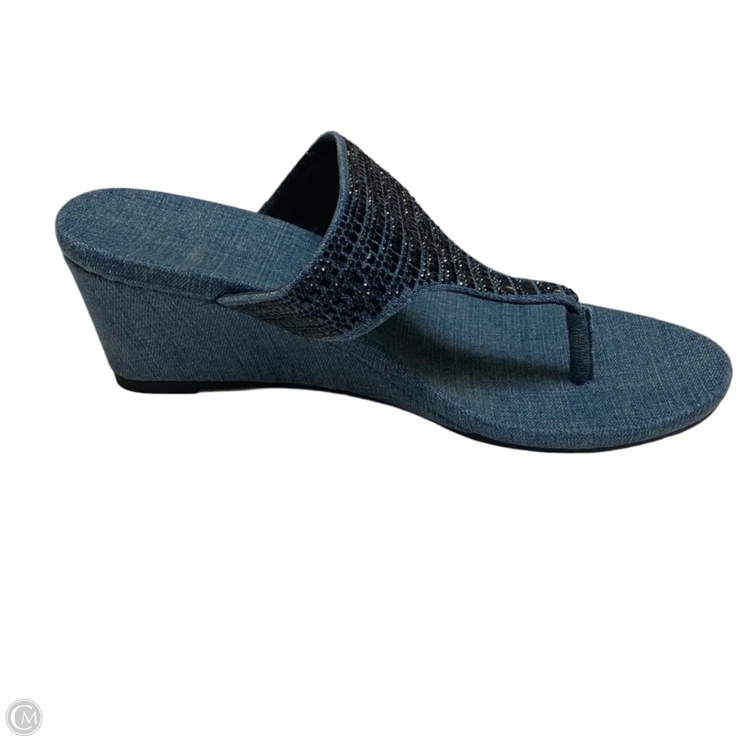 Sandals Heels Wedge By Simply Vera In Blue, Size: 7.5